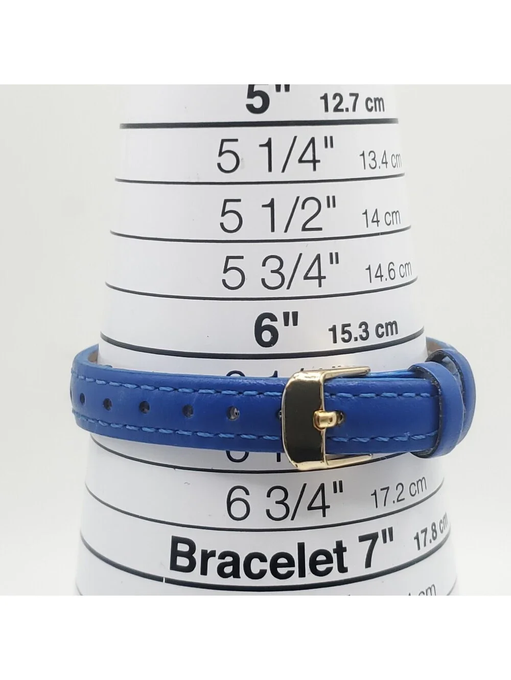 Accutime Quartz  Womens Watch 30mm Gold Tone Blue Leather Band New Battery